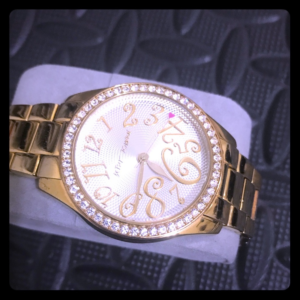Gold bling Betsy Johnsons stainless steel watch